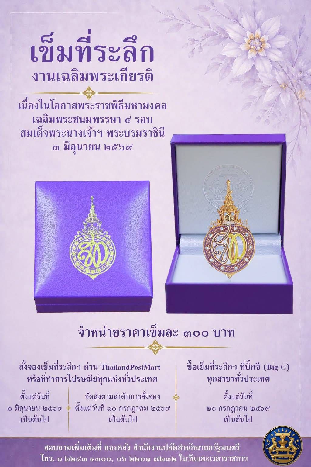 เข็มที่ระลึกงานเฉลิมพระเกียรติเนื่องในโอกาสพระราชพิธีมหามงคลเฉลิมพระชนมพรรษา ๔ รอบ