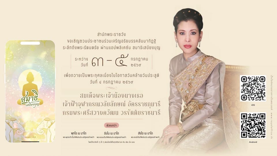 สำนักพระราชวัง ขอเชิญชวนประชาชนร่วมเจริญอริยมรรค &ldquo;สัมมาทิฏฐิ&rdquo; ระลึกถึงพระรัตนตรัย ด้วยบทว่า พุทโธ เม นาโถ